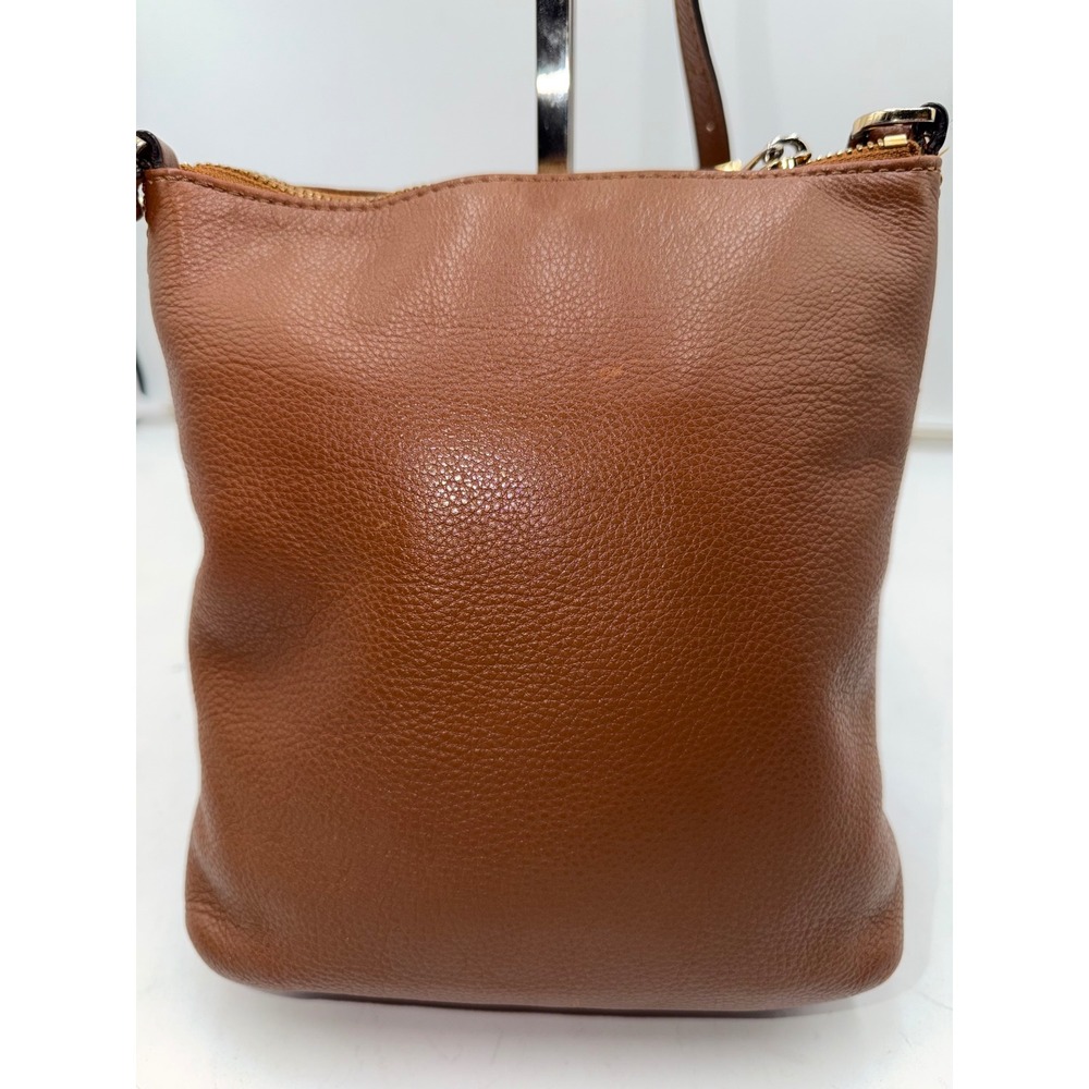 Michael Kors Brown Pebbled Leather Tassel Drawstring Crossbody Bag Acorn Gold - Picture 6 of 16